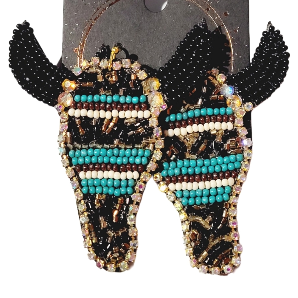 STEER BEAD DROP EARRINGS